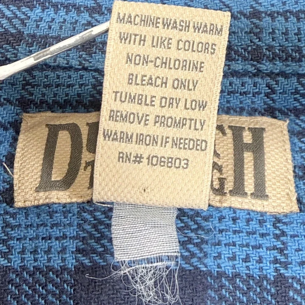 Duluth Trading Co Flannel Shirt Mens Large Tall Blue Plaid Heavy Cotton Work